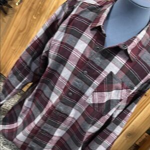 Harley-Davidson Burgundy and Gray Plaid Shirt